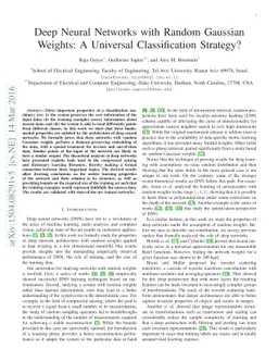Deep Neural Networks with Random Gaussian Weights: A Universal
  Classification Strategy?