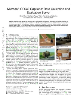 Microsoft COCO Captions: Data Collection and Evaluation Server