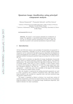 Quantum image classification using principal component analysis