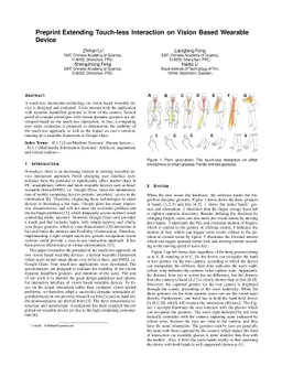 Preprint Extending Touch-less Interaction on Vision Based Wearable
  Device