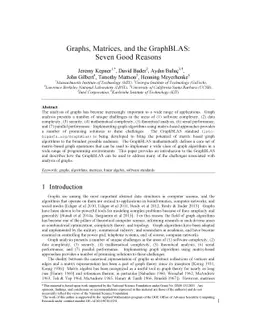 Graphs, Matrices, and the GraphBLAS: Seven Good Reasons