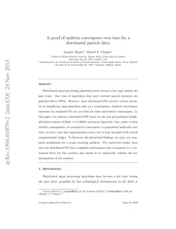 A proof of uniform convergence over time for a distributed particle
  filter