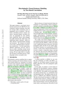 Discriminative Neural Sentence Modeling by Tree-Based Convolution