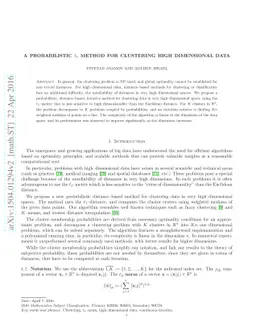 A Probabilistic $\ell_1$ Method for Clustering High Dimensional Data