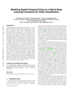 Modeling Spatial-Temporal Clues in a Hybrid Deep Learning Framework for
  Video Classification