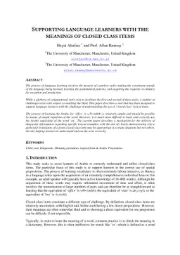 Supporting Language Learners with the Meanings Of Closed Class Items