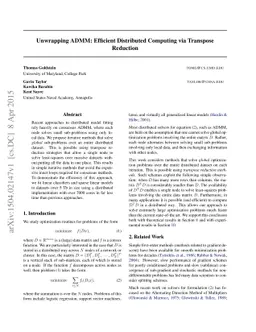 Unwrapping ADMM: Efficient Distributed Computing via Transpose Reduction