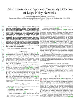 Phase Transitions in Spectral Community Detection of Large Noisy
  Networks