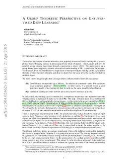 A Group Theoretic Perspective on Unsupervised Deep Learning