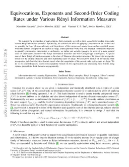 Equivocations, Exponents and Second-Order Coding Rates under Various
  Rényi Information Measures