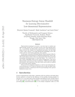 Maximum Entropy Linear Manifold for Learning Discriminative
  Low-dimensional Representation