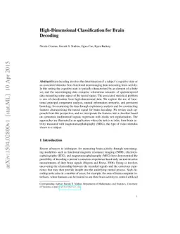 High-Dimensional Classification for Brain Decoding
