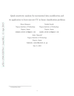 Quick sensitivity analysis for incremental data modification and its
  application to leave-one-out CV in linear classification problems