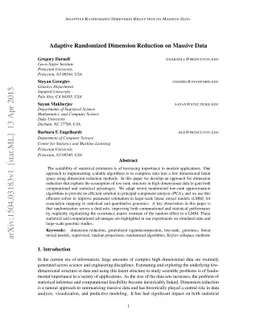 Adaptive Randomized Dimension Reduction on Massive Data