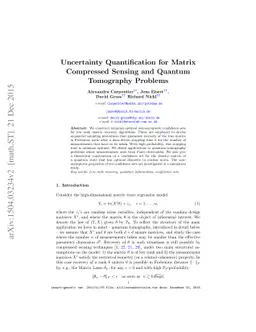 Uncertainty Quantification for Matrix Compressed Sensing and Quantum
  Tomography Problems