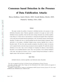 Consensus based Detection in the Presence of Data Falsification Attacks