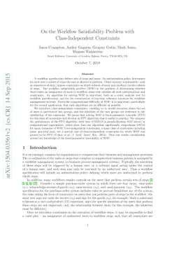 On the Workflow Satisfiability Problem with Class-Independent
  Constraints