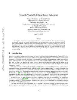 Towards Verifiably Ethical Robot Behaviour