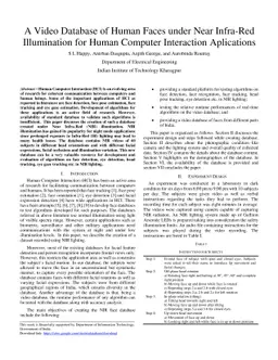 A Video Database of Human Faces under Near Infra-Red Illumination for
  Human Computer Interaction Aplications
