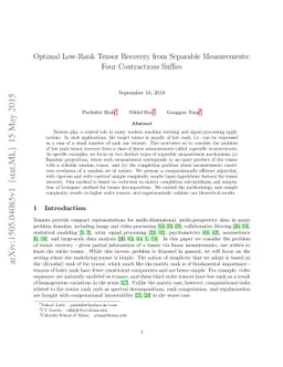 Optimal Low-Rank Tensor Recovery from Separable Measurements: Four
  Contractions Suffice