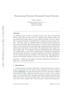 Discontinuous Piecewise Polynomial Neural Networks