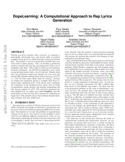 DopeLearning: A Computational Approach to Rap Lyrics Generation