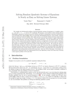 Solving Random Quadratic Systems of Equations Is Nearly as Easy as
  Solving Linear Systems