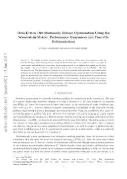 Data-driven Distributionally Robust Optimization Using the Wasserstein
  Metric: Performance Guarantees and Tractable Reformulations