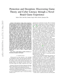 Protection and Deception: Discovering Game Theory and Cyber Literacy
  through a Novel Board Game Experience