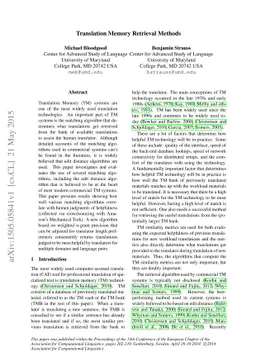 Translation Memory Retrieval Methods