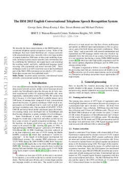 The IBM 2015 English Conversational Telephone Speech Recognition System