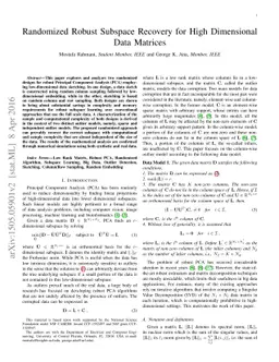 Randomized Robust Subspace Recovery for High Dimensional Data Matrices