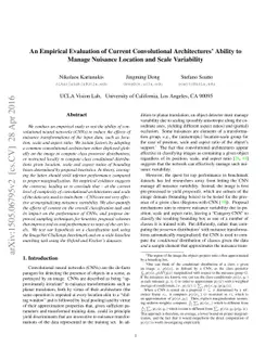 An Empirical Evaluation of Current Convolutional Architectures' Ability
  to Manage Nuisance Location and Scale Variability