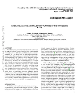 Kinematic Analysis and Trajectory Planning of the Orthoglide 5-axis