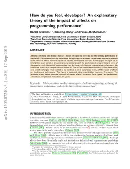 How Do You Feel, Developer? An Explanatory Theory of the Impact of
  Affects on Programming Performance