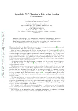 Qsmodels: ASP Planning in Interactive Gaming Environment