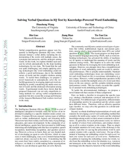 Solving Verbal Comprehension Questions in IQ Test by Knowledge-Powered
  Word Embedding