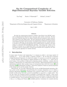 On the Computational Complexity of High-Dimensional Bayesian Variable
  Selection