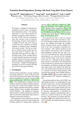 Transition-Based Dependency Parsing with Stack Long Short-Term Memory