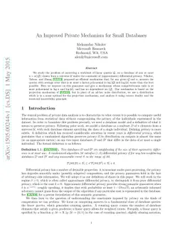 An Improved Private Mechanism for Small Databases