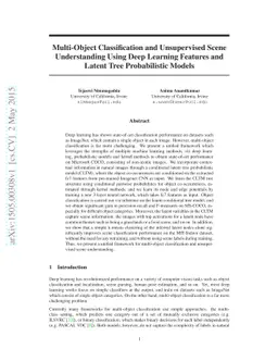 Multi-Object Classification and Unsupervised Scene Understanding Using
  Deep Learning Features and Latent Tree Probabilistic Models