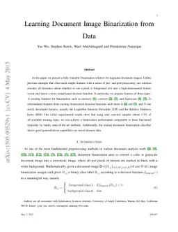 Learning Document Image Binarization from Data