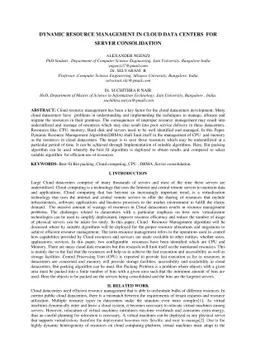 Dynamic resource management in Cloud datacenters for Server
  consolidation