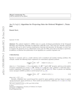 An $O(n\log(n))$ Algorithm for Projecting Onto the Ordered Weighted
  $\ell_1$ Norm Ball