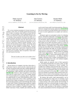 Learning to See by Moving