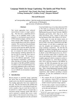 Language Models for Image Captioning: The Quirks and What Works