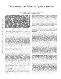 The Anatomy and Facets of Dynamic Policies