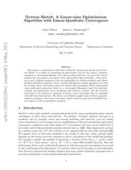 Newton Sketch: A Linear-time Optimization Algorithm with
  Linear-Quadratic Convergence