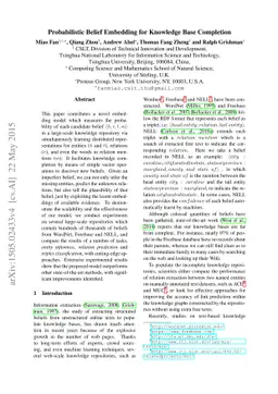 Probabilistic Belief Embedding for Knowledge Base Completion