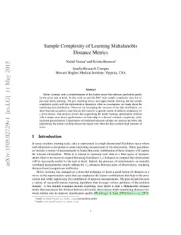 Sample complexity of learning Mahalanobis distance metrics